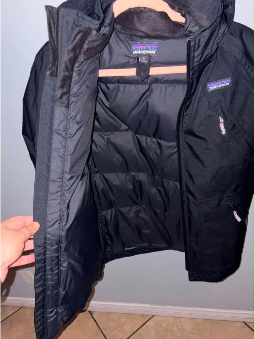 Patagonia Kids Black Hooded Puffer Jacket